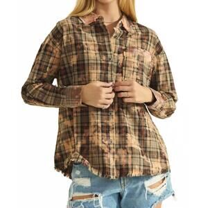 NEW FAIRE bleached plaid shirt in black